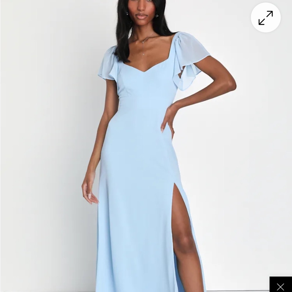 Lulu's Light Blue Maxi Dress with Flutter Sleeves